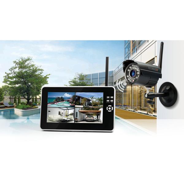 Système de surveillance par caméra sans fil, récepteur TFT LCD 7“, 4 caméras