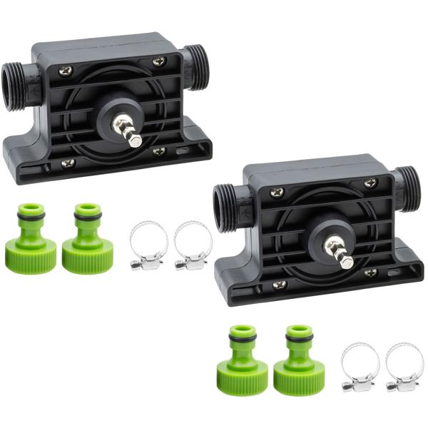 2er-Set Bohrmaschinenpumpe zum Ab-, Aus- und Umpumpen von Wasser, bis zu 1200 L/h, Klick System, inkl. 2 Schlauchadaptern und Schellen