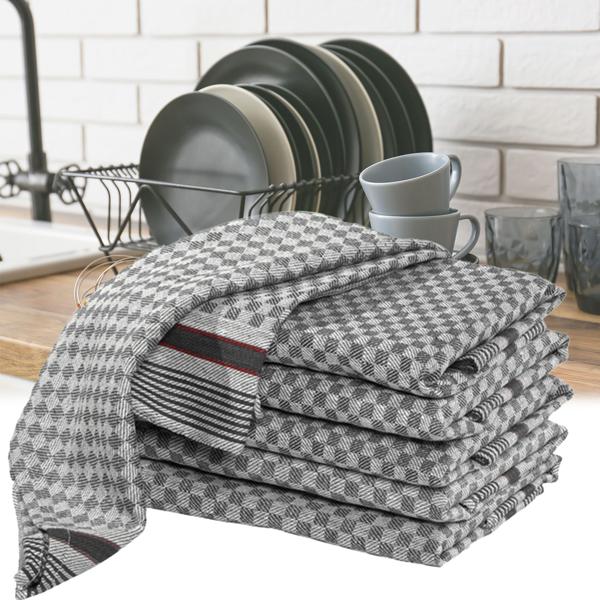 Lot de 20 Linges de Cuisine Anthracite 45x90cm - Torchon de Mineur en Coton OEKO-TEX - Hygiénique, Sans Traces & Lavable 95°C