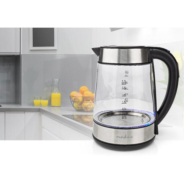 Hochwertiger Glas-Wasserkocher, 360°-Drehsockel, 1,7 Liter, 2200 Watt, Digitale Temperaturanzeige, 5 Temperaturbereiche: 50, 70, 80, 90, 100 °C