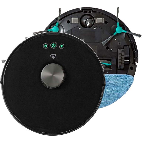 SmartLife Saugroboter mit Wischfunktion, schwarz, präzise Lasernavigation, App-Steuerung, leistungsstark, leise, ideal für Hartböden & Teppiche