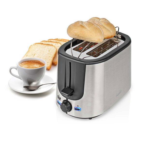 Tostapane moderno in acciaio inox per 2 fette, 7 livelli di tostatura, accessorio per panini e sbrinatore, 1000W - Tostapane versatile per toast e dolci deliziosi