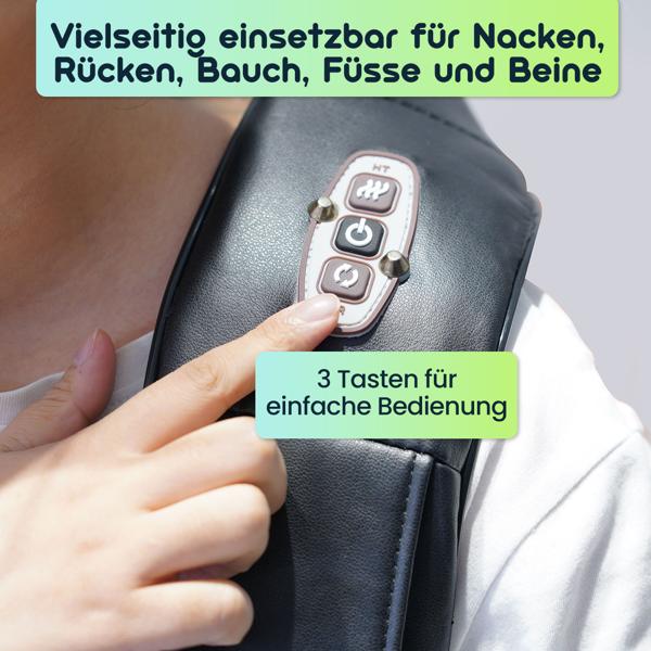 Shiatsu-Massagerät mit IR-Tiefenwärme – 4 Massageköpfe für Nacken, Rücken & Füsse – Vielseitig einsetzbares Massagegerät mit Timer