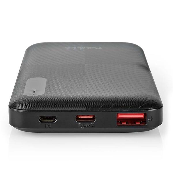 Powerbank 10.000 mAh – schnelles Aufladen mit 18 W, LED-Anzeige, kompakt & leicht, USB-C & USB-A, ideal für unterwegs, schwarz