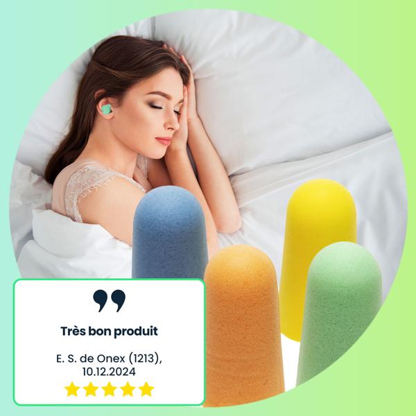 Bouchons d’oreille 200 pièces multicolores - Protection auditive SNR 33 dB - Confort élevé pour sommeil, travail, concerts, voyages - Réutilisables - EPI 89/686/CEE