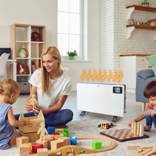 Convecteur SmartLife 2000W - Wi-Fi, Commande Vocale Alexa/Google Assistant - Thermostat Numérique Programmable, Écran LCD, Mode Turbo/Antigel