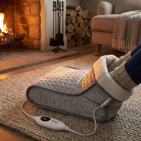 Chauffe-pieds électrique : 6 niveaux de chauffage, 100W - Doublure intérieure très douce et lavable - Contre les pieds froids, pour une détente maximale