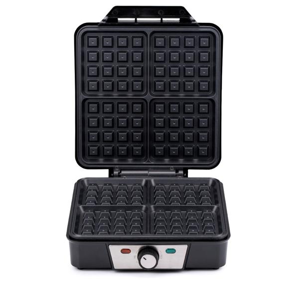 Hochwertiges Waffeleisen (schwarz) für 4 perfekte Belgische Waffeln – Präzise Temperaturkontrolle, Antihaftbeschichtung, für genussvolle Waffelkreationen