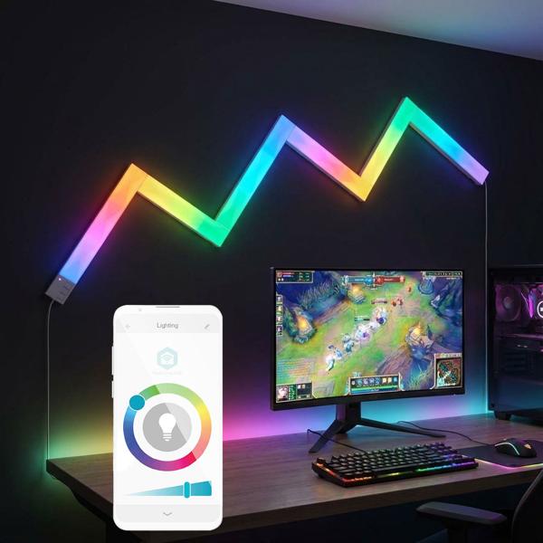 Barre luminose LED modulari, 6 pezzi, 44 scene, Wi-Fi, controllo tramite app: 10 W, espandibili, sincronizzazione musicale, per atmosfere luminose creative