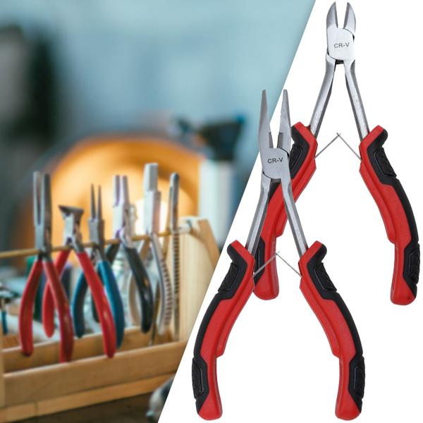 Mini-Zangensatz, 2-tlg., Seitenschneider 145 mm & Telefonzange 160 mm, rot-schwarz - robustes Präzisionswerkzeug, ideal für Elektronik & Feinmechanik