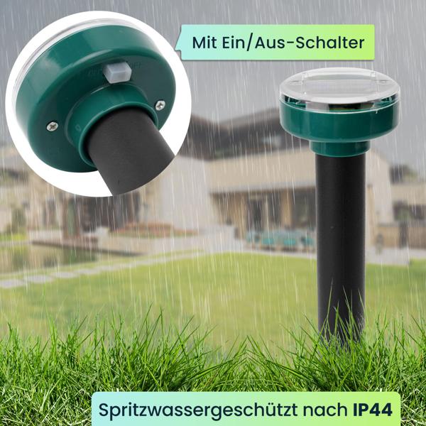 Hocheffizienter Maulwurf- und Wühlmaus-Vertreiber, 16er Mega Spar Pack, Erdspiesse, solarbetrieben, bis 11200 m², IP44, umweltschonend, ohne Chemie
