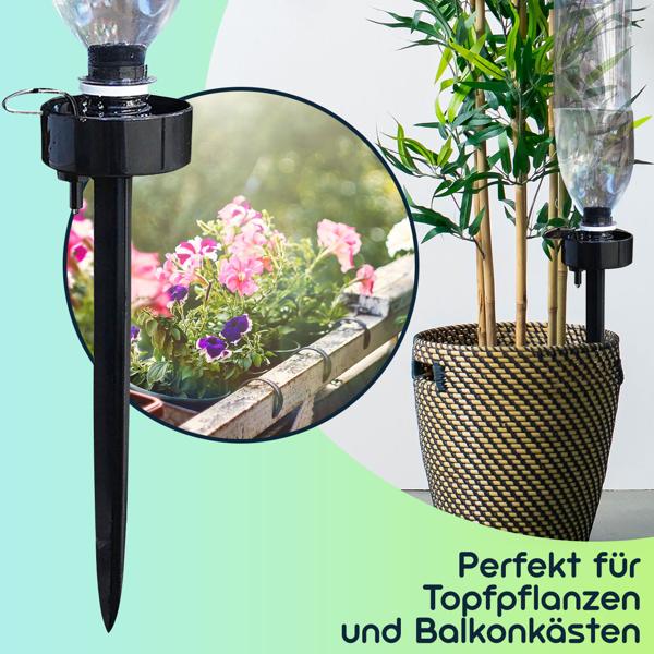 Bewässerungs-Spikes, 12er-Set, regulierbar - Für PET-Flaschen - Automatische und wassersparende Tröpfchenbewässerung für Pflanzen