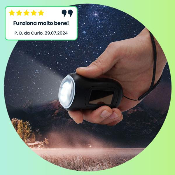set di 2 pratiche torce a dinamo di sopravvivenza con pannello solare, 3 LED ad alta potenza, 20 lumen, batteria ricaricabile, ideale per avventure all‘aperto e campeggio