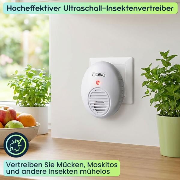 3er-Spar-Set Hocheffektiver Ultraschall-Insektenvertreiber für die Steckdose, weiss, bis 47 m², gegen Fliegen, Mücken, Moskitos, Spinnen, Ameisen  