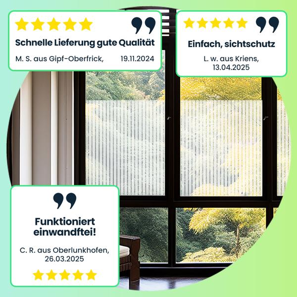 4er-Set Milchglasfolie Streifen-Optik, Sichtschutz-Folie, statisch-haftend, 50 x 200 cm