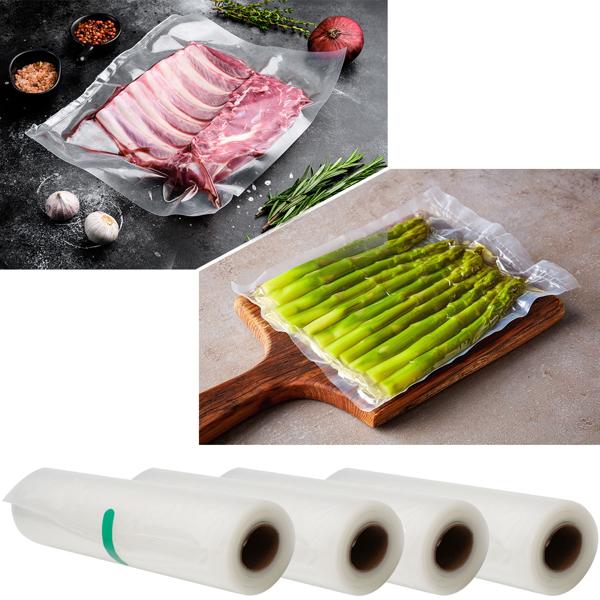 4 rouleaux de film professionnel pour machine sous vide, 20 x 500 cm – sans BPA, résistent à la déchirure et à la cuisson