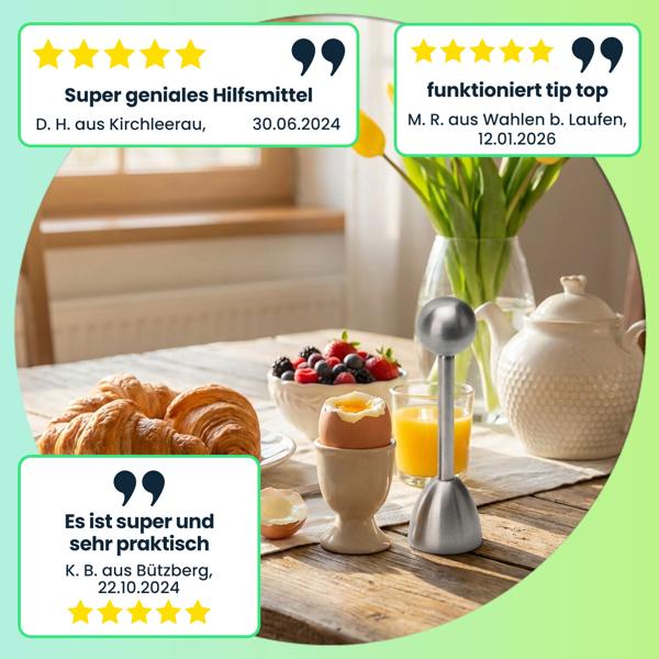 4er-Set Eierköpfer aus Edelstahl, praktischer Eieröffner für harte und weiche Eier, ohne Zersplittern, spülmaschinen-geeignet