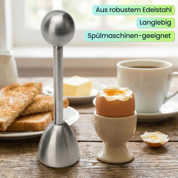 4er-Set Eierköpfer aus Edelstahl, praktischer Eieröffner für harte und weiche Eier, ohne Zersplittern, spülmaschinen-geeignet