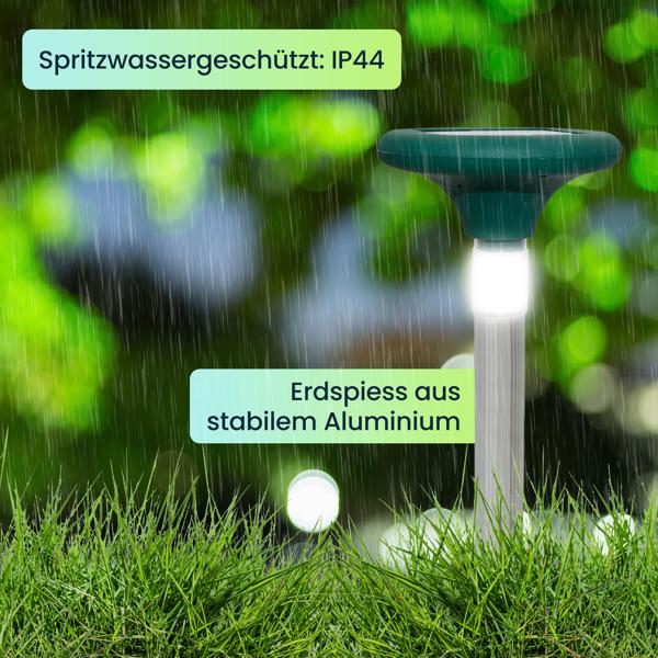 Profi Solar Maulwurfschreck mit eleganter Beleuchtung - Effektive & giftfreie 400Hz Abwehr Plus Gartenbeleuchtung