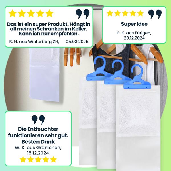 Effektive Luftentfeuchter für Kleiderschränke, 9 Stück, je 450ml, zum Aufhängen, Schrankentfeuchter gegen Schimmel und Gerüche