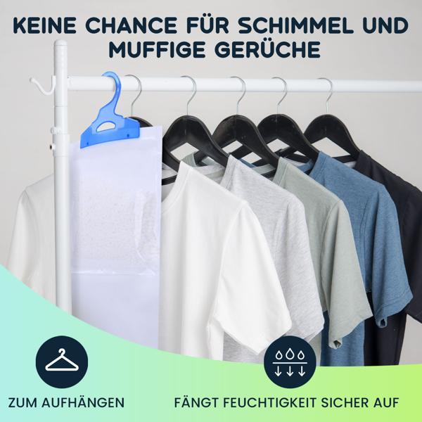 Effektive Luftentfeuchter für Kleiderschränke, 9 Stück, je 450ml, zum Aufhängen, Schrankentfeuchter gegen Schimmel und Gerüche
