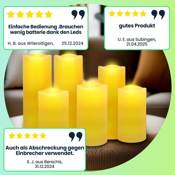 12er-Set LED-Echtwachskerzen mit Fernbedienung – dimmbar, flackernder Effekt, verschiedene Grössen, batteriebetrieben für stimmungsvolle Beleuchtung