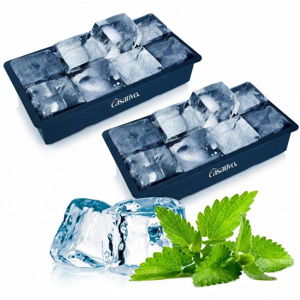 2 moules à glaçons XXL (8 compartiments, 5 x 5 cm) – glaçons géants, capacité de 1 litre – bacs à glaçons sans BPA, longue durée de vie, réutilisables