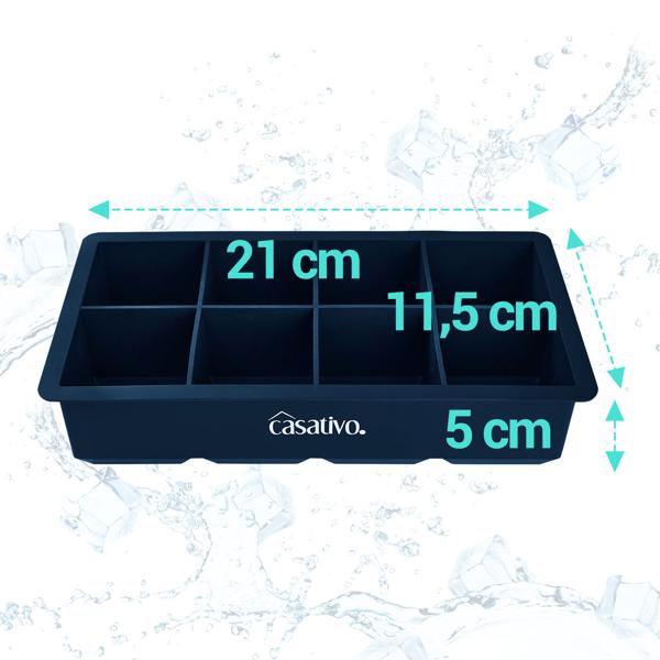 3er-Set XXL Silikon Eiswürfelform (8 Fächer, 5x5cm): Grosse Eiswürfel, 1 Liter Füllmenge – BPA-freie, langlebige & wiederverwendbare Eiswürfelform