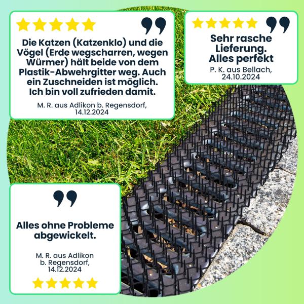 Dornen-Gitter Matten, 36er Spar Set mit Spikes zur Tierabwehr, individuell erweiterbar, Tiervertreiber Stachelmatten gegen Katzen, Hunde, Marder, Schnecken, Vögel