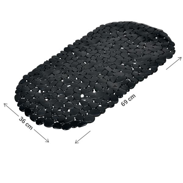 Badewannenmatte, elegante Steinoptik, schwarz, 36 x 69 cm