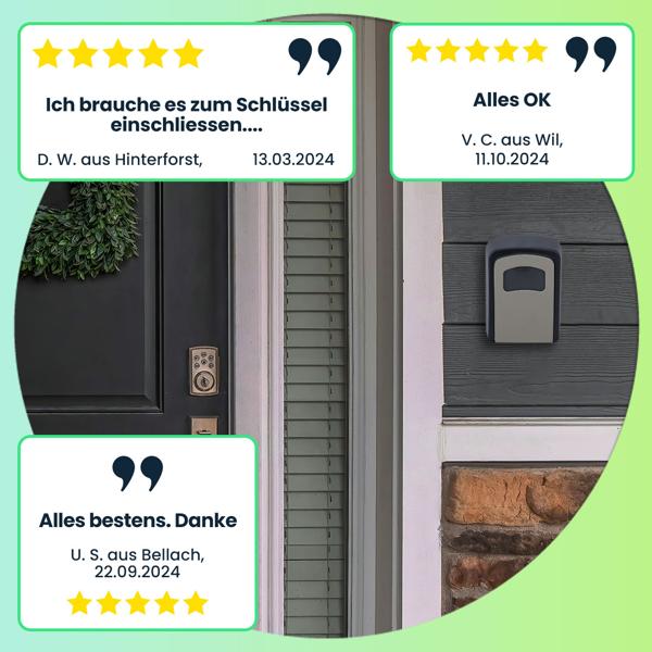 Robuster Schlüsselsafe mit Zahlen-Code – sichere Schlüsselaufbewahrung für drinnen & draussen, wetterfest, (11,5 x 8,5 x 4 cm), einfache Montage