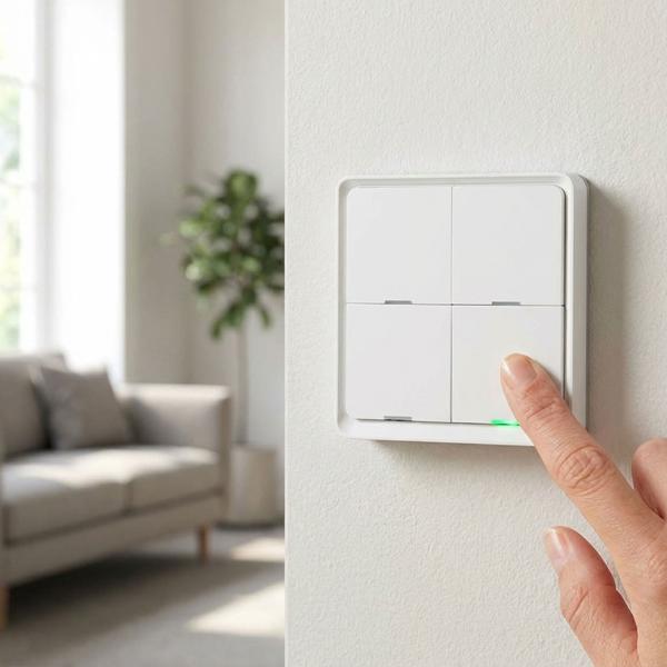 Programmierbarer SmartLife Wandschalter, 4 Tasten, weiss – für die einfache Steuerung von Smart Life Produkten, Smart Home Lösung