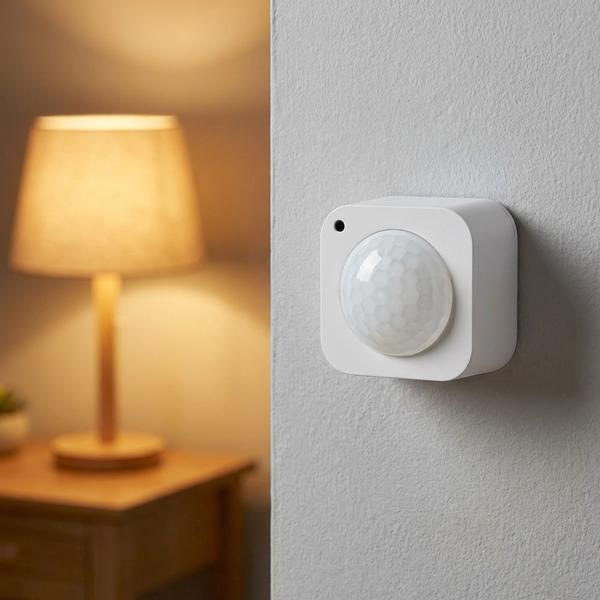 SmartLife Bewegungssensor - PIR-Sensor - Smart Home kompatibel - Helligkeitserkennung - kabellos, batteriebetrieben - 100° Detektionswinkel - 4,6x3,9x4,6 cm