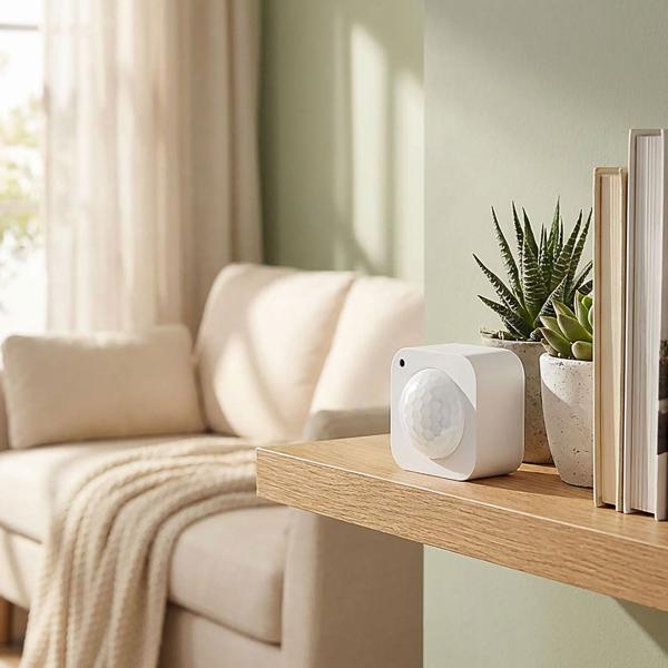SmartLife Bewegungssensor - PIR-Sensor - Smart Home kompatibel - Helligkeitserkennung - kabellos, batteriebetrieben - 100° Detektionswinkel - 4,6x3,9x4,6 cm