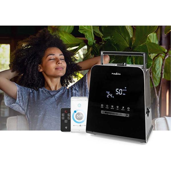 Smarter 5.5L Ultraschallbefeuchter, 110W - mit Hygrometer, Aromafunktion, App, Fernbedienung & Display - schwarz, für optimales Raumklima