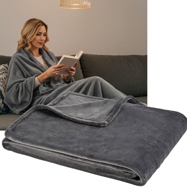 Coperta L, antracite, coperta da divano, 180 x 200 cm