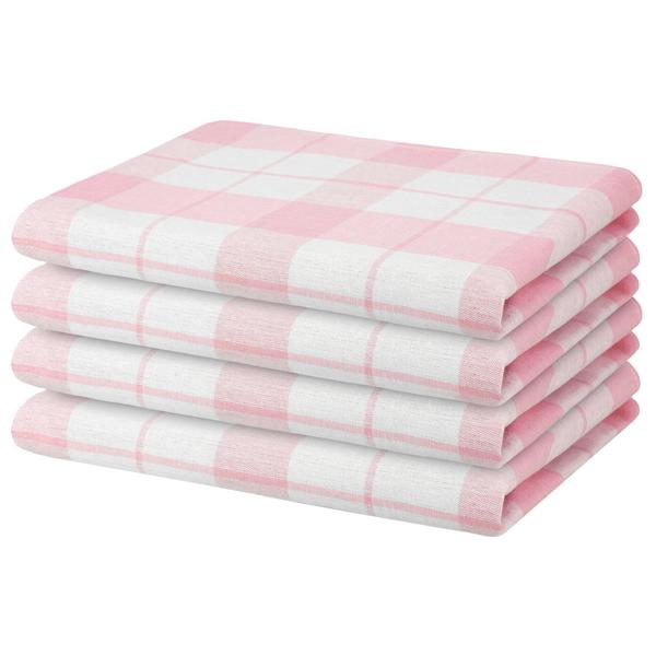 lot de 4 torchons, rose, 100% coton, 70 x 50 cm