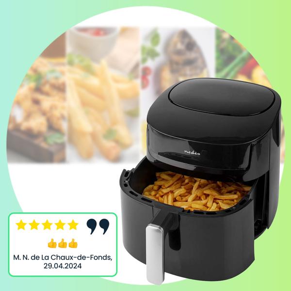 Digitale XL Heissluftfritteuse, 7,2 l für 4-8 Portionen, Touchscreen, Timer, 1800 W, bis 200°C, Air Fryer mit 8 Kochprogrammen, Grillen, Backen, Braten