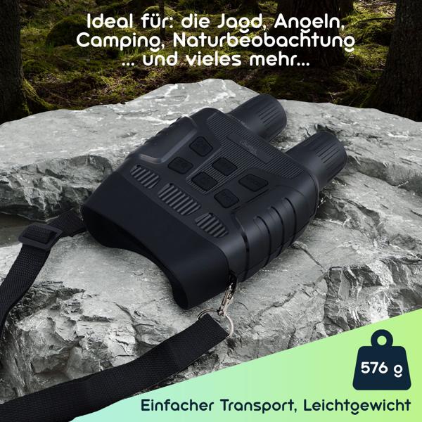 Digitales Profi Nachtsichtgerät, binokular, 4K Videokamera mit 700m IR Sichtweite - Nachtsicht Fernglas, 8-fach digital Zoom, SD Karten Slot