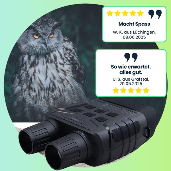 Digitales Profi Nachtsichtgerät, binokular, 4K Videokamera mit 700m IR Sichtweite - Nachtsicht Fernglas, 8-fach digital Zoom, SD Karten Slot