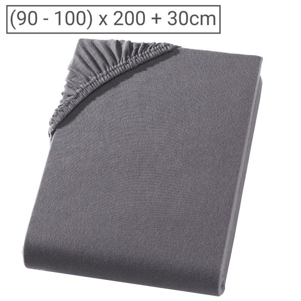 Drap housse en jersey Premium – pour lit 1 place – anthracite 