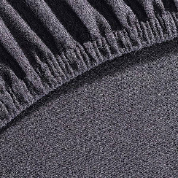 Drap-housse jersey premium pour lit double, 100% coton, noir, 160 x 200 cm