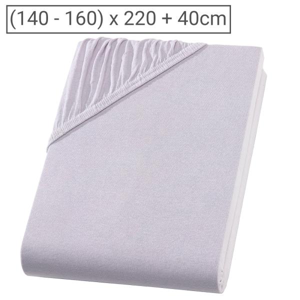 Drap housse en jersey Premium – pour lit d’eau/boxspring 2 places – argent