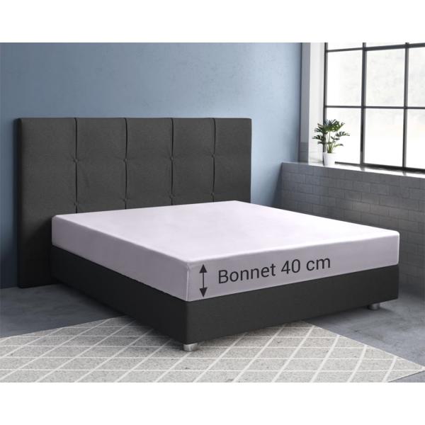 Drap housse en jersey Premium – pour lit d’eau/boxspring 2 places – argent