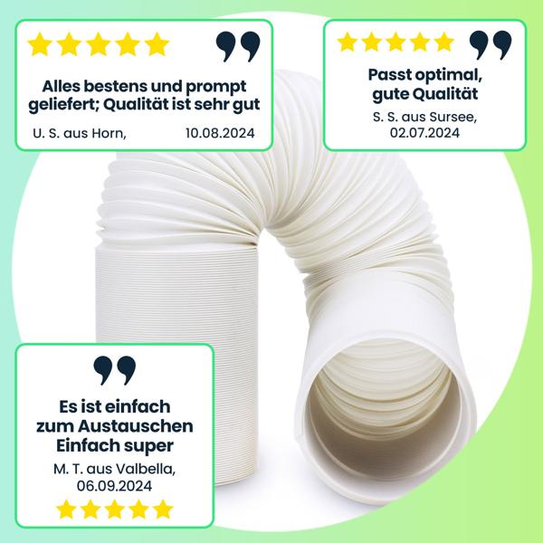 Robuster hochwertiger Abluftschlauch, 5m, weiss - Universal für Monoblock Klimaanlagen - Flexibel, langlebig, einfache Installation, zuverlässige Abluftlösung