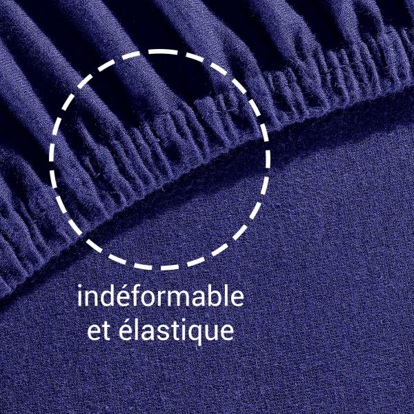 Drap housse jersey Premium - Pour surmatelas 2 places extra-large (200x200 cm) - 100% coton lourd Oeko-Tex 100 - Élastique, indéformable, lavable 60°C - Navy