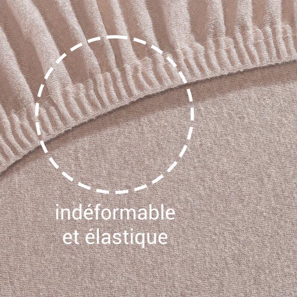 Drap-housse jersey pour lit simple, 100% coton, beige, 90 x 200 cm