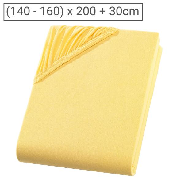 Lenzuolo matrimoniale in jersey di qualità, 100% cotone, giallo granturco, 160 x 200 cm