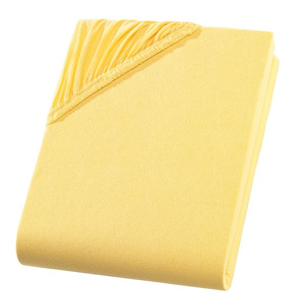 Lenzuolo matrimoniale in jersey di qualità, 100% cotone, giallo granturco, 160 x 200 cm