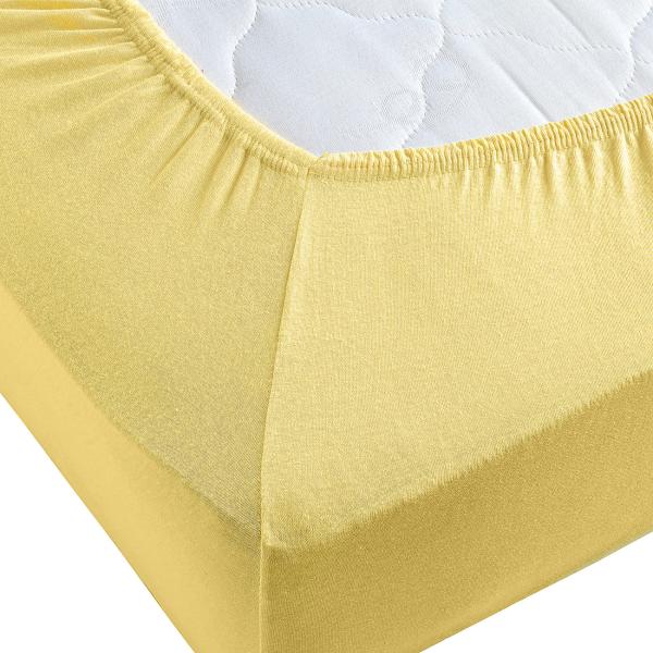 Lenzuolo matrimoniale in jersey di qualità, 100% cotone, giallo granturco, 160 x 200 cm